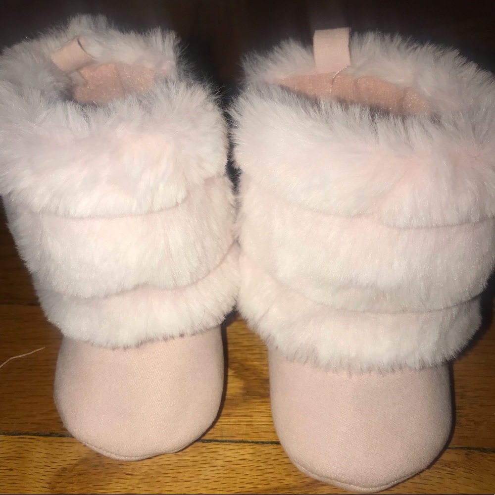 Baby Pink Faux Fur Boots